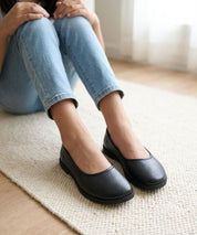 Black Leather Ballet Flats