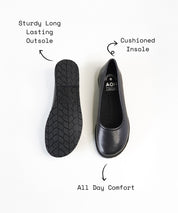 Black Leather Ballet Flats