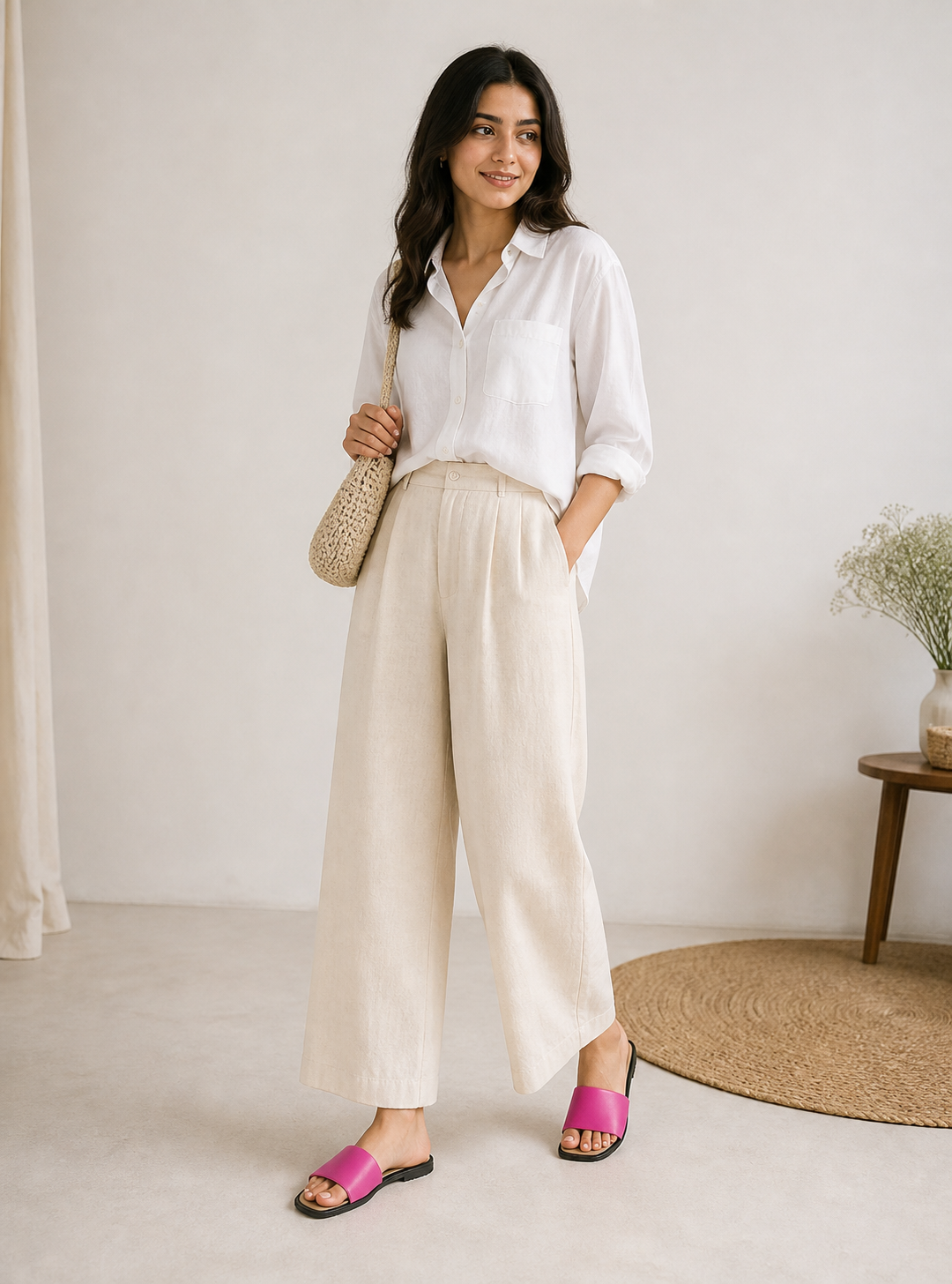 Pink Slip-on Flat Sandals