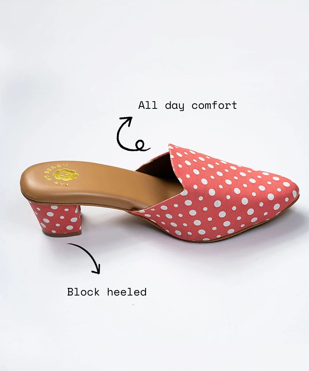 Polka Punch Mules Heels