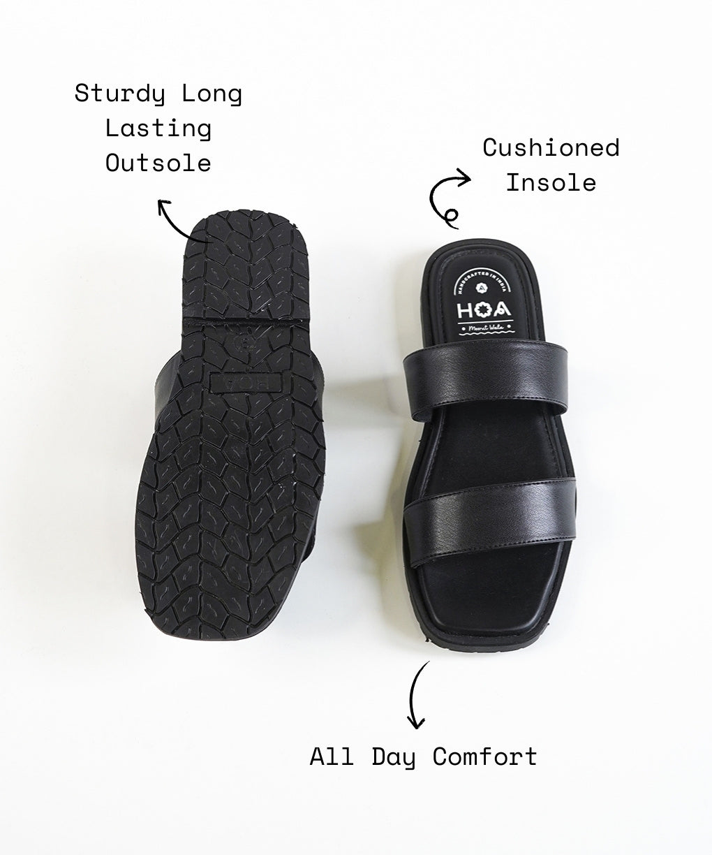 Black Double Strap Sandals