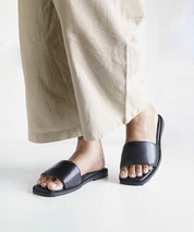 Black Slip-on Flat Sandals