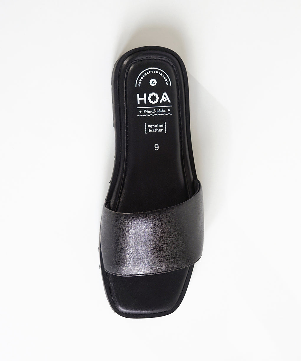 Black Slip-on Flat Sandals