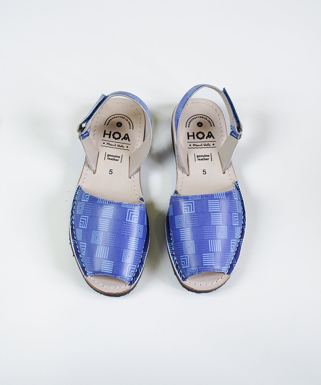 Abstract Blue Leather Sandals