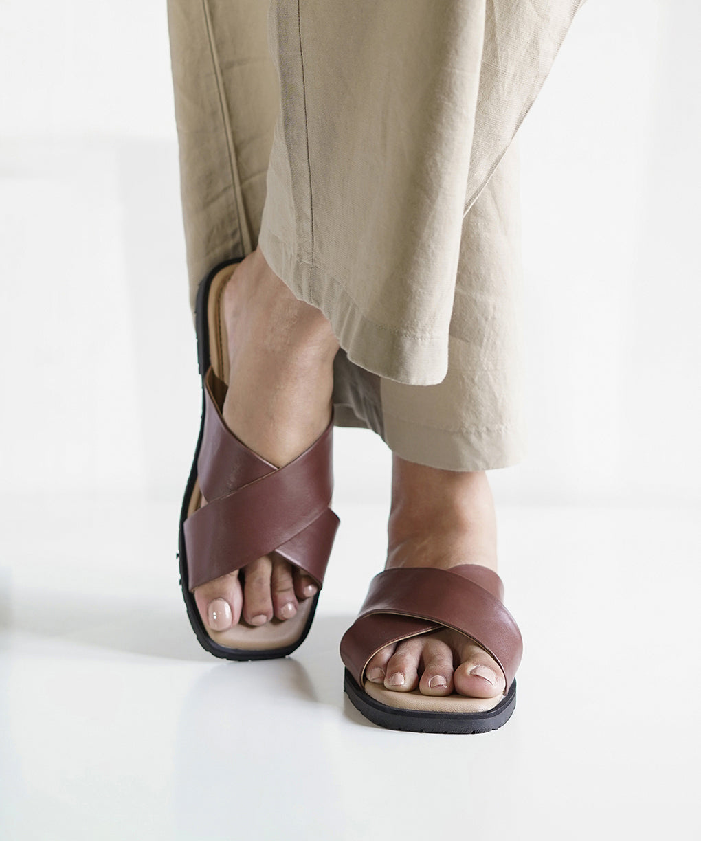 Brown Criss-Cross Sandals