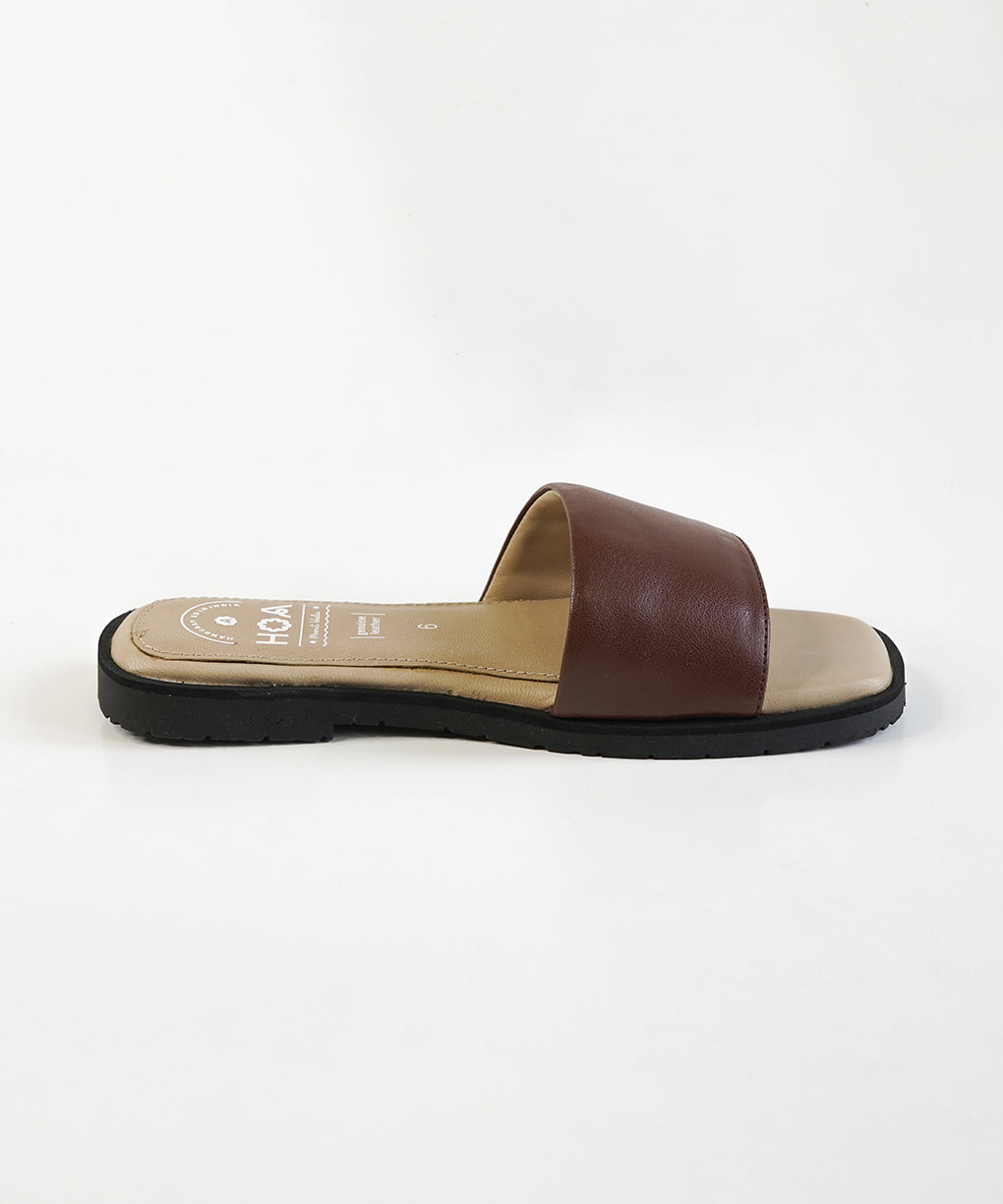 Brown Slip-on Flat Sandals