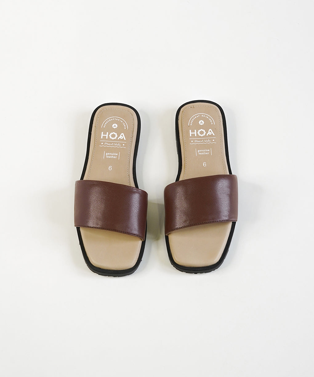 Brown Slip-on Flat Sandals