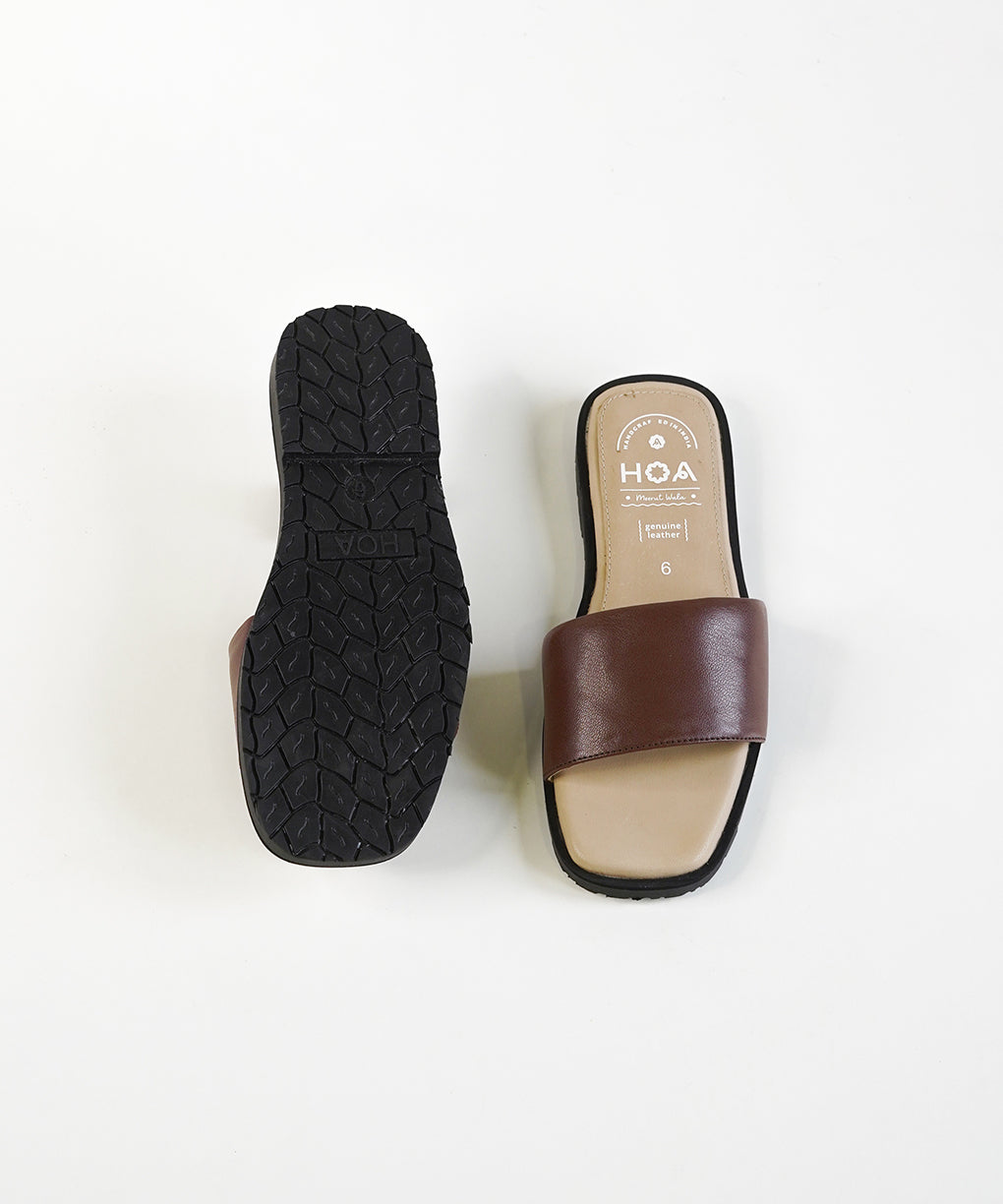 Brown Slip-on Flat Sandals