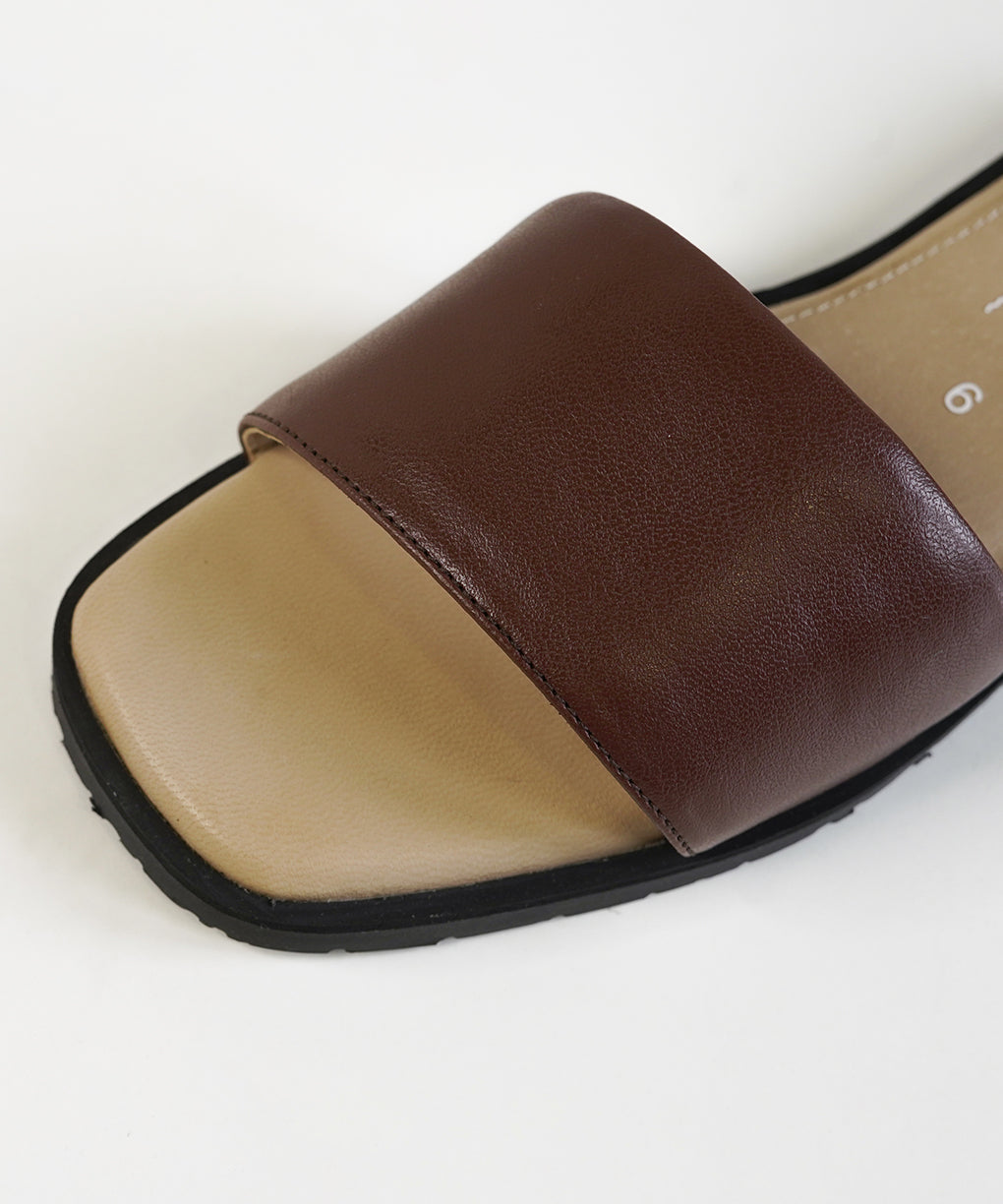Brown Slip-on Flat Sandals