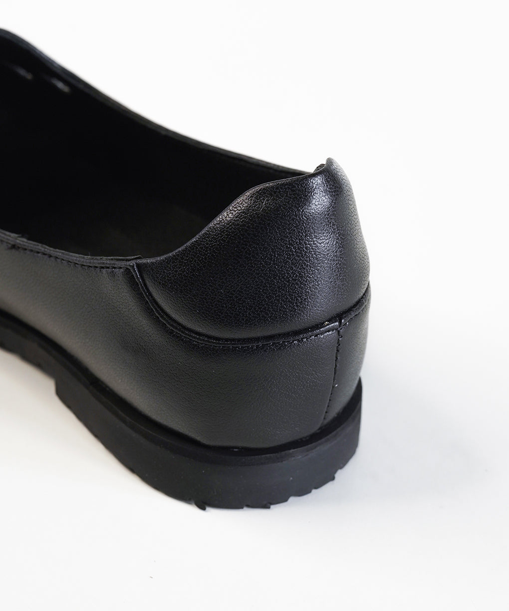 Black Leather Cut Out Loafer Shoes