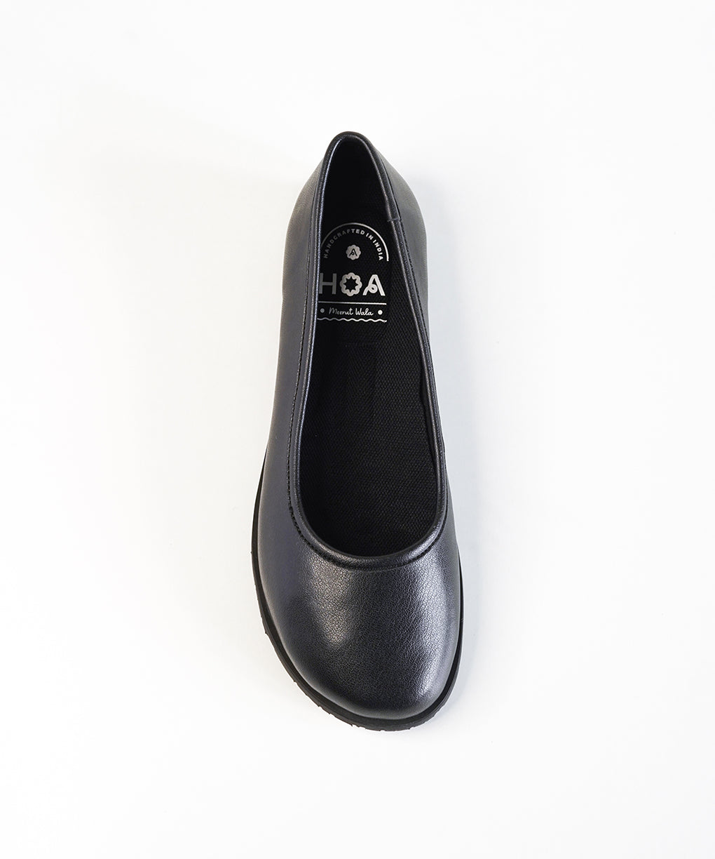 Black Leather Ballet Flats