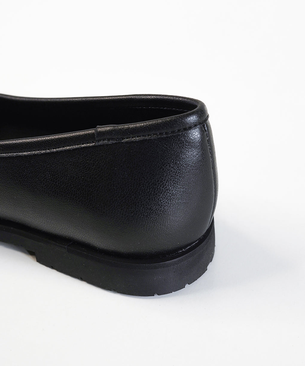 Black Leather Ballet Flats