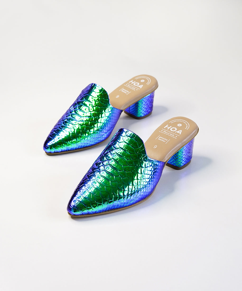 Mermaid-Block Mules Heels