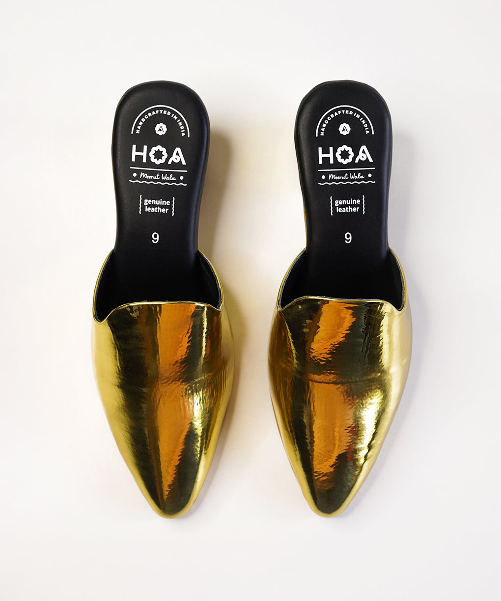 Golden-Block Mules Heels