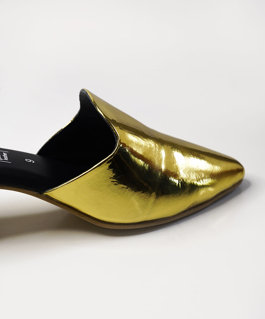 Golden-Block Mules Heels