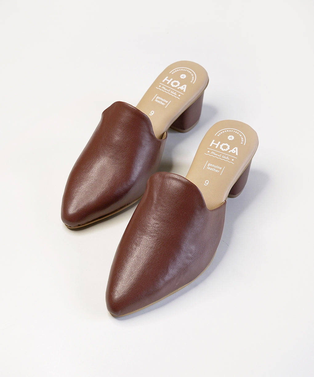 Brown-Block Mules Heels