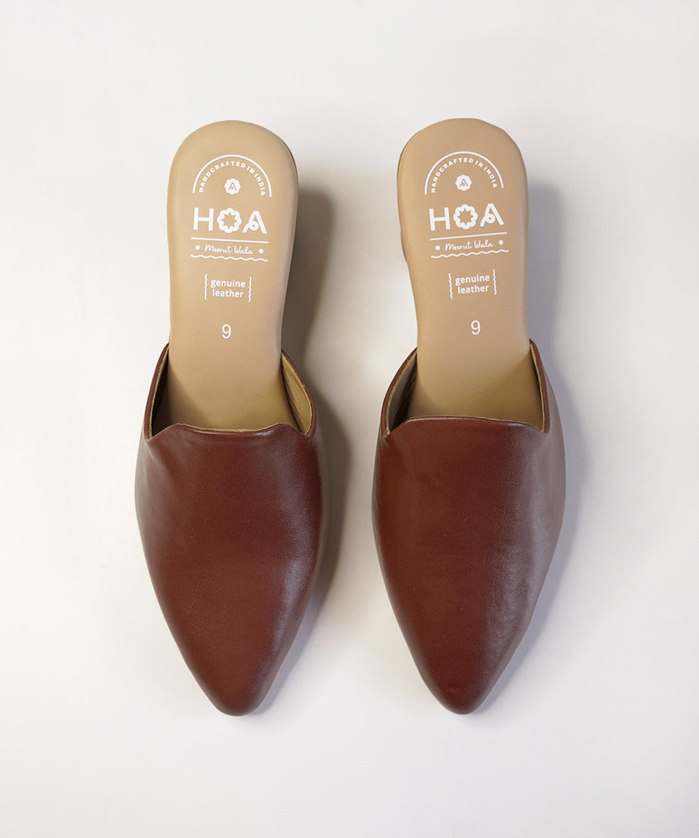 Brown-Block Mules Heels
