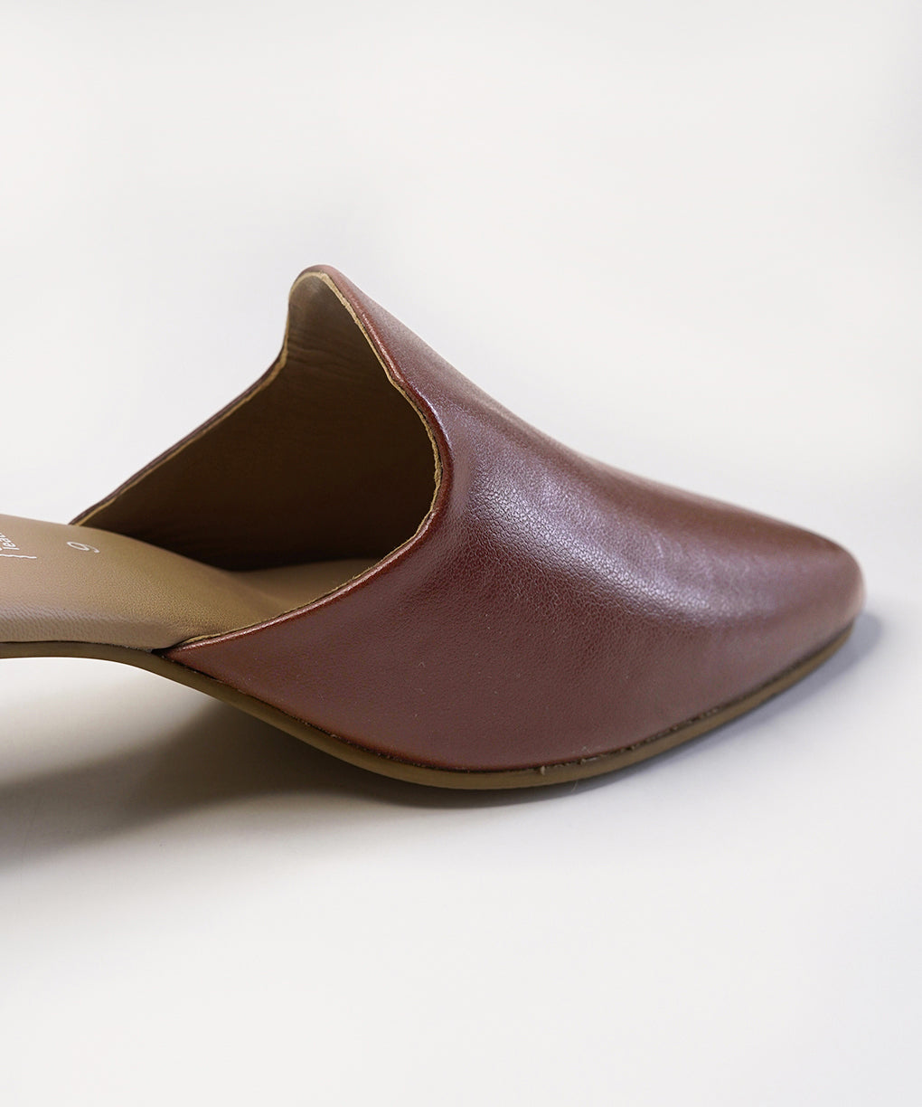 Brown-Block Mules Heels