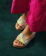 Laila Salmon Open Toe Wedge Sandal
