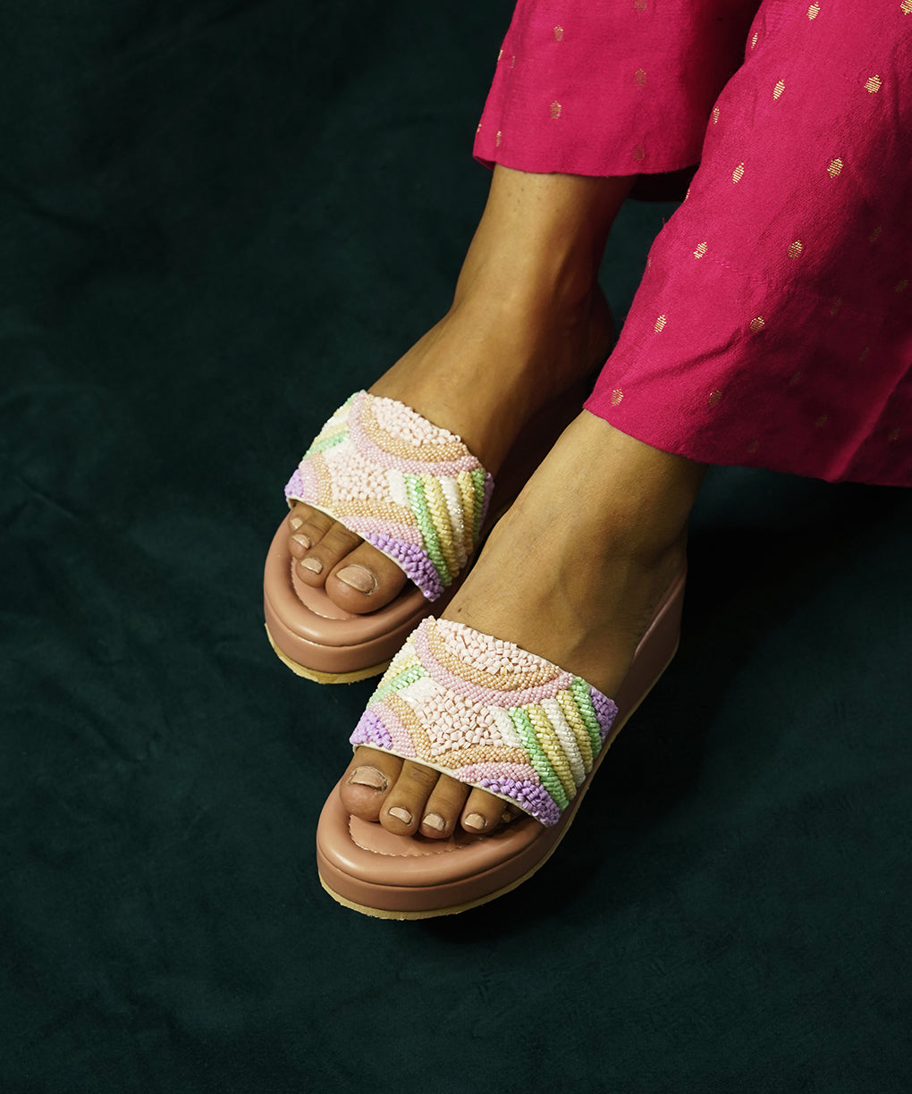 Bulbul Pastel Open Toe Wedge Sandal