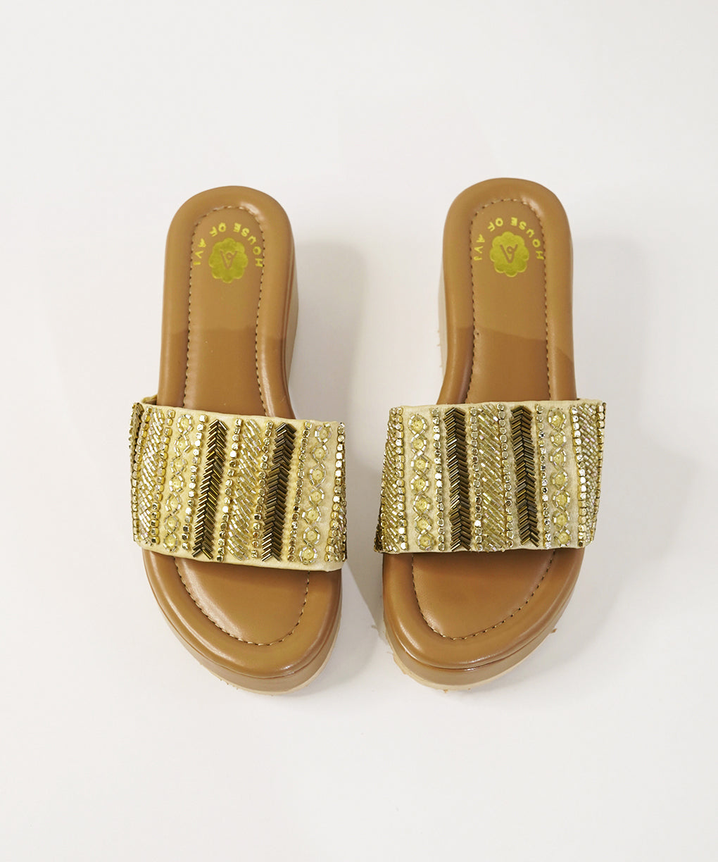 Sona re Gold Open Toe Wedge Sandal