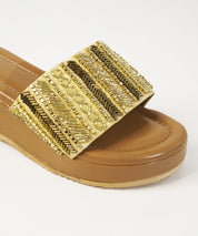 Sona re Gold Open Toe Wedge Sandal