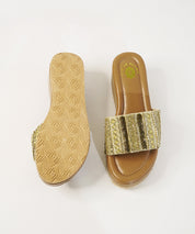 Sona re Gold Open Toe Wedge Sandal