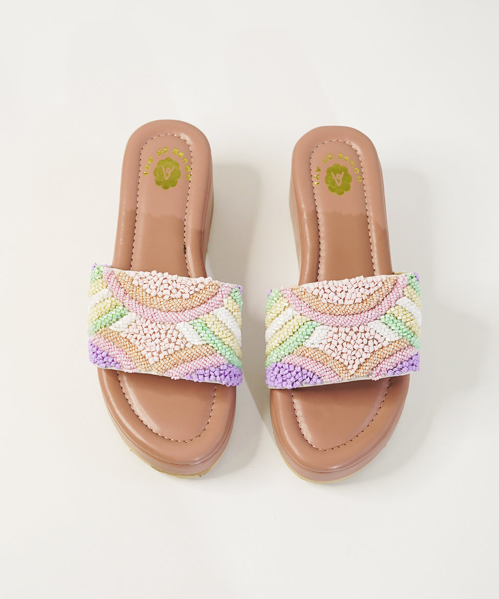 Bulbul Pastel Open Toe Wedge Sandal
