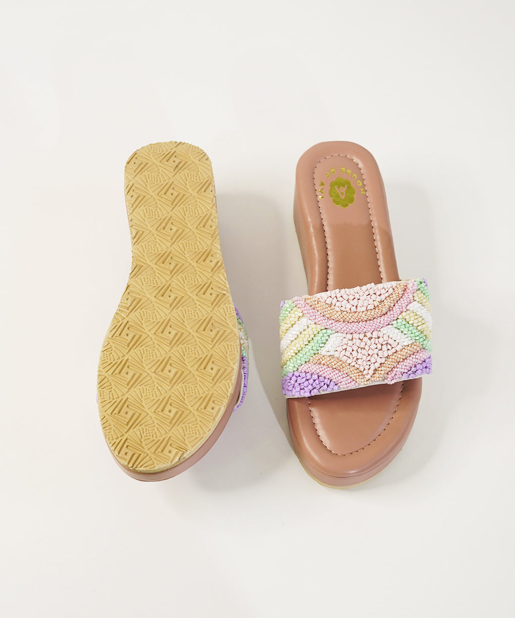 Bulbul Pastel Open Toe Wedge Sandal