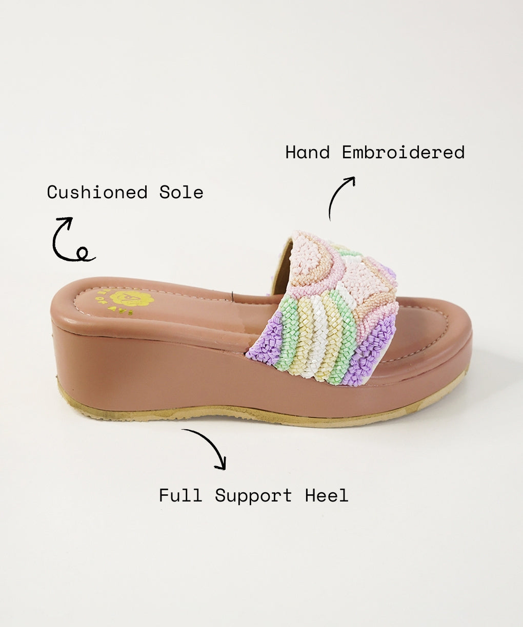 Bulbul Pastel Open Toe Wedge Sandal