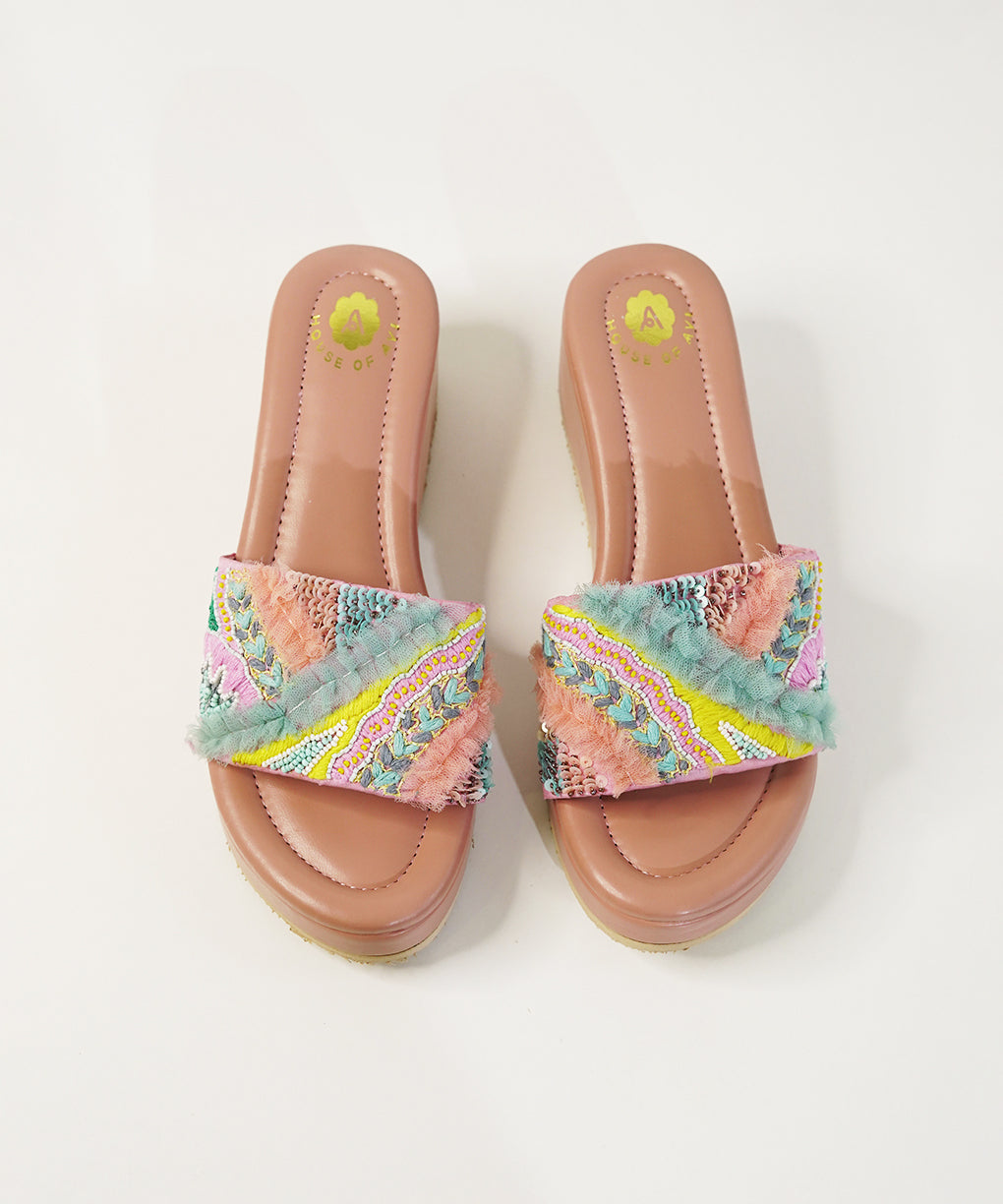 Laila Salmon Open Toe Wedge Sandal