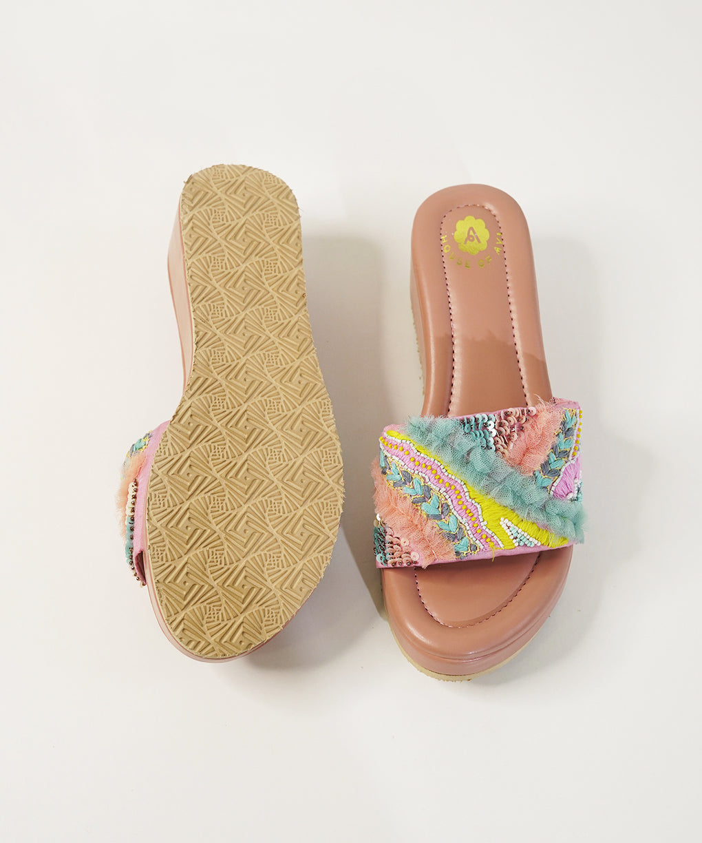 Laila Salmon Open Toe Wedge Sandal