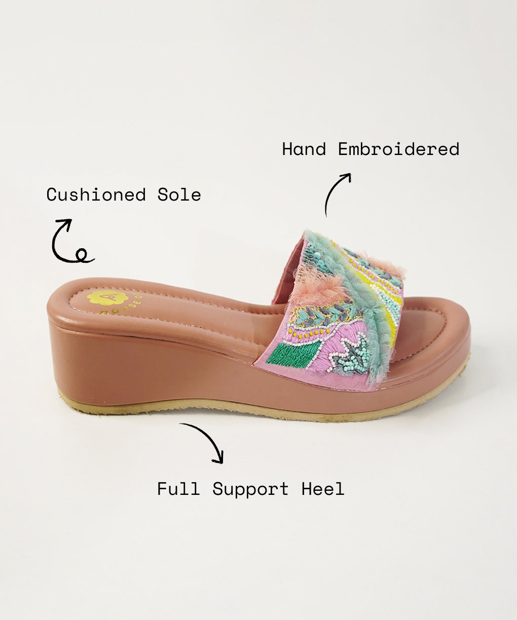 Laila Salmon Open Toe Wedge Sandal