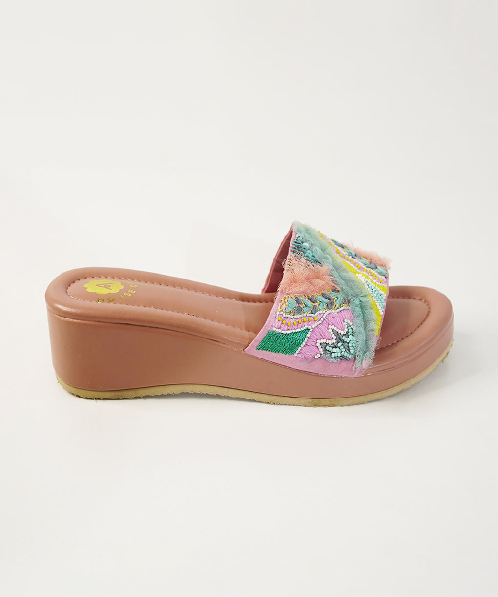 Laila Salmon Open Toe Wedge Sandal