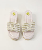 Heera Moti White Open Toe Wedge Sandal