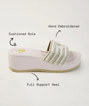 Heera Moti White Open Toe Wedge Sandal