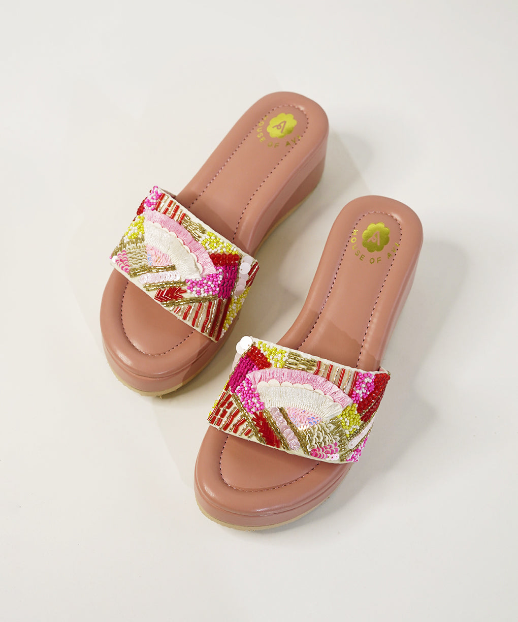 Gulabo Pink Open Toe Bridal Wedge Sandal