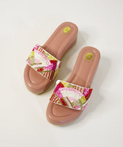 Gulabo Pink Open Toe Bridal Wedge Sandal