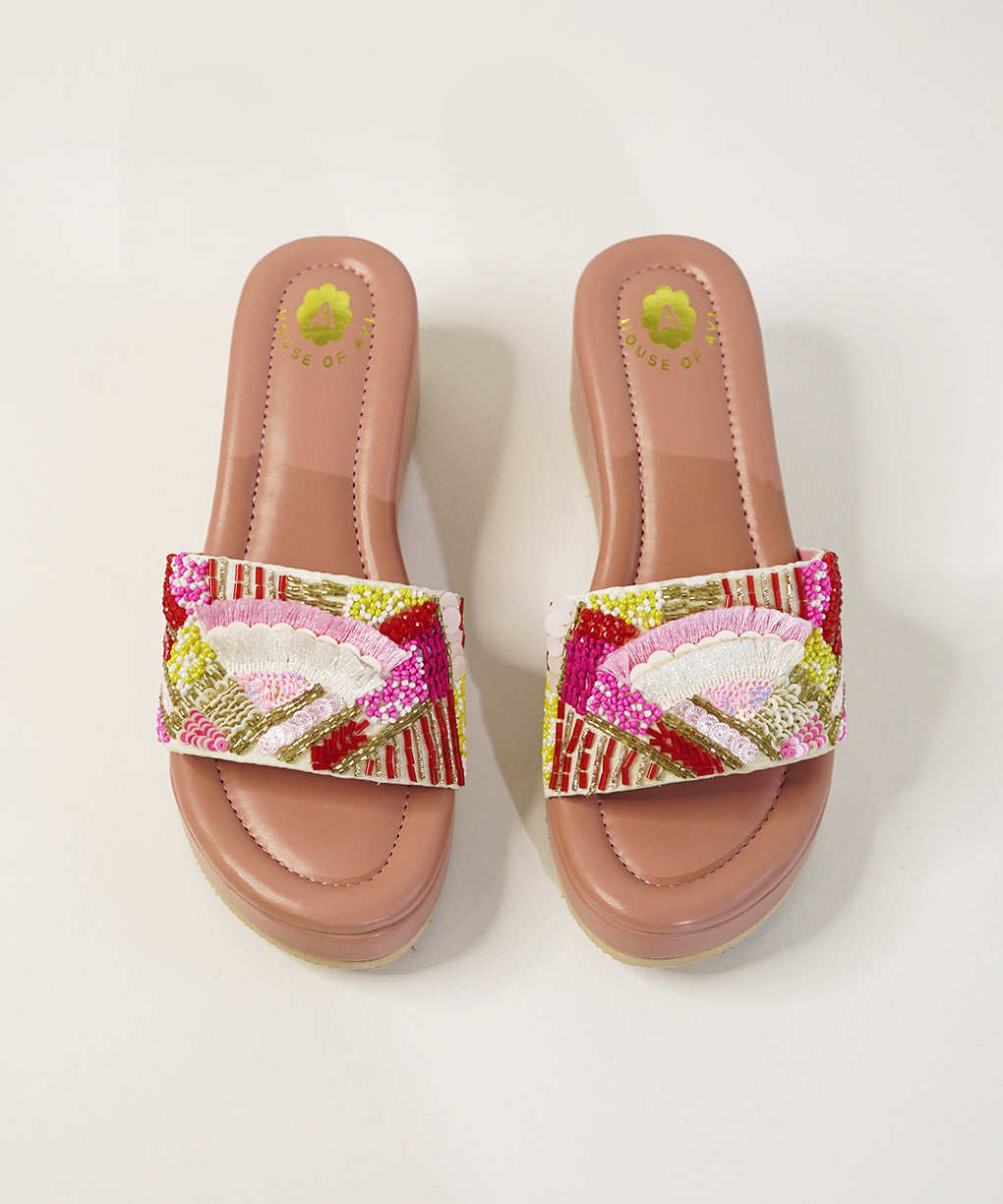 Gulabo Pink Open Toe Bridal Wedge Sandal