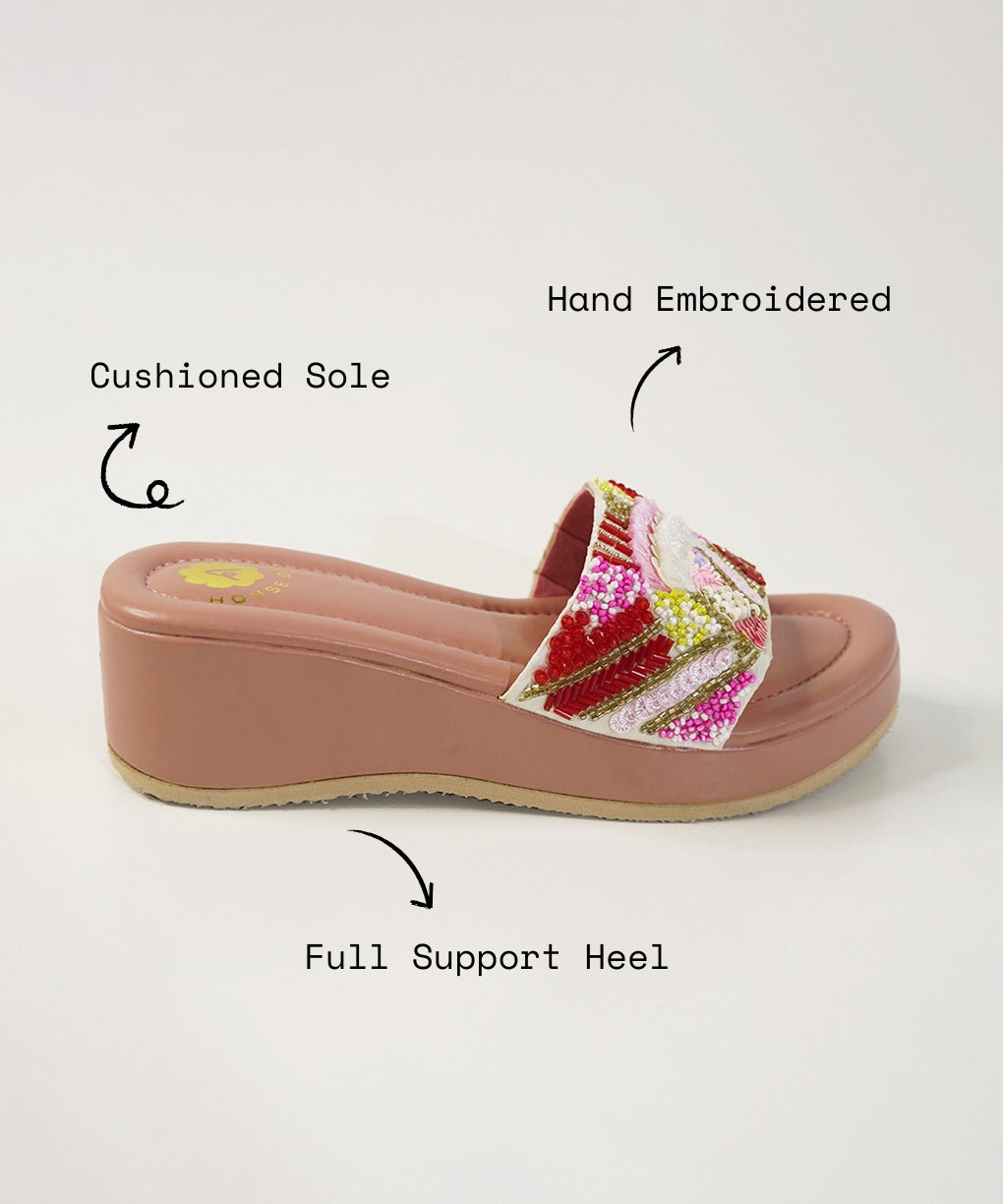 Gulabo Pink Open Toe Bridal Wedge Sandal