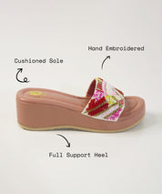 Gulabo Pink Open Toe Bridal Wedge Sandal