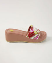 Gulabo Pink Open Toe Bridal Wedge Sandal