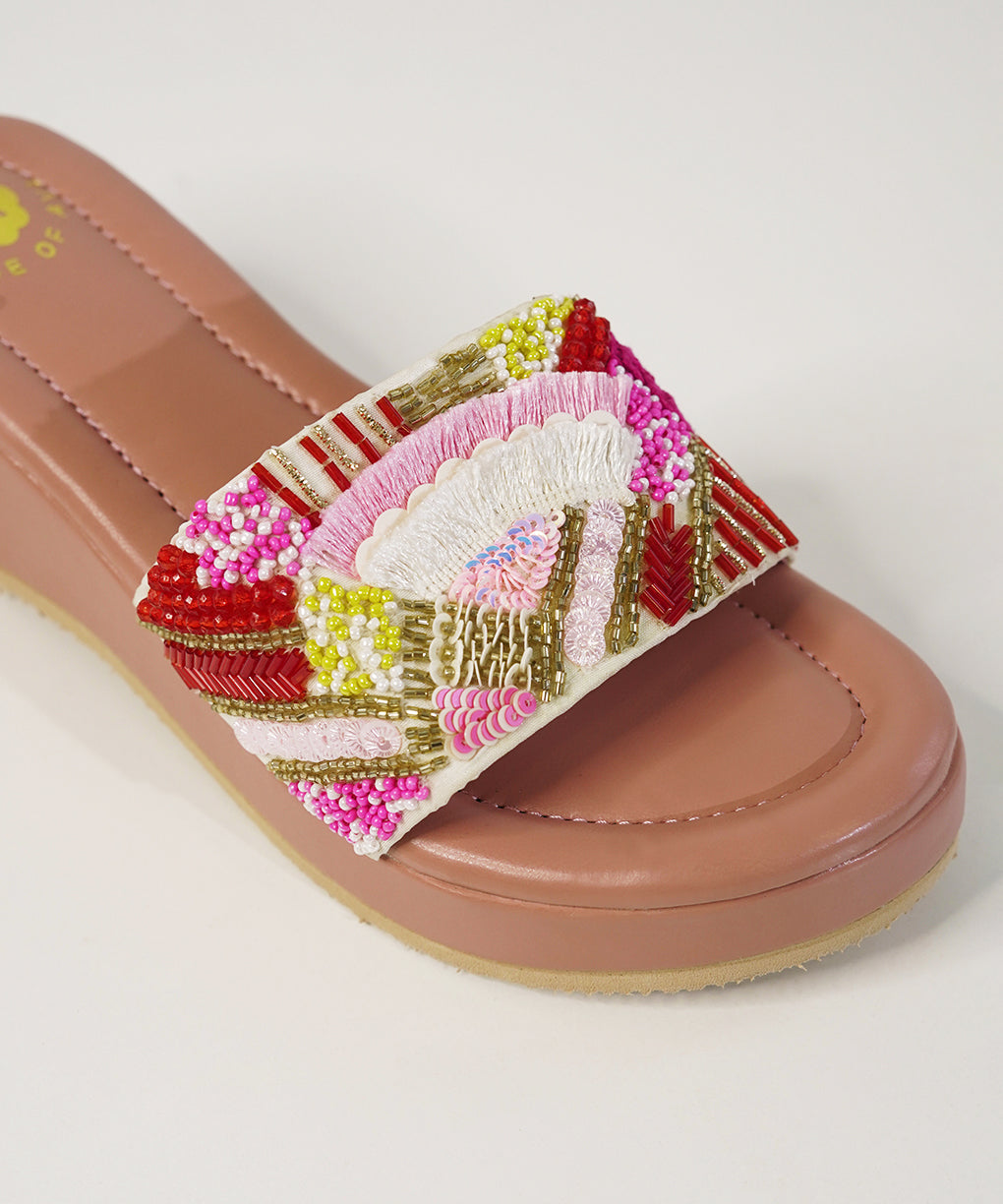 Gulabo Pink Open Toe Bridal Wedge Sandal