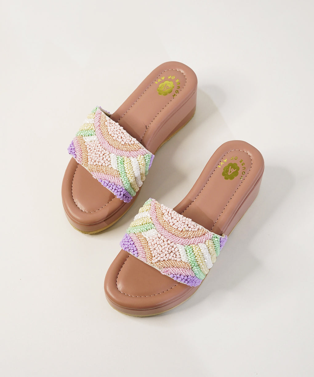 Bulbul Pastel Open Toe Wedge Sandal