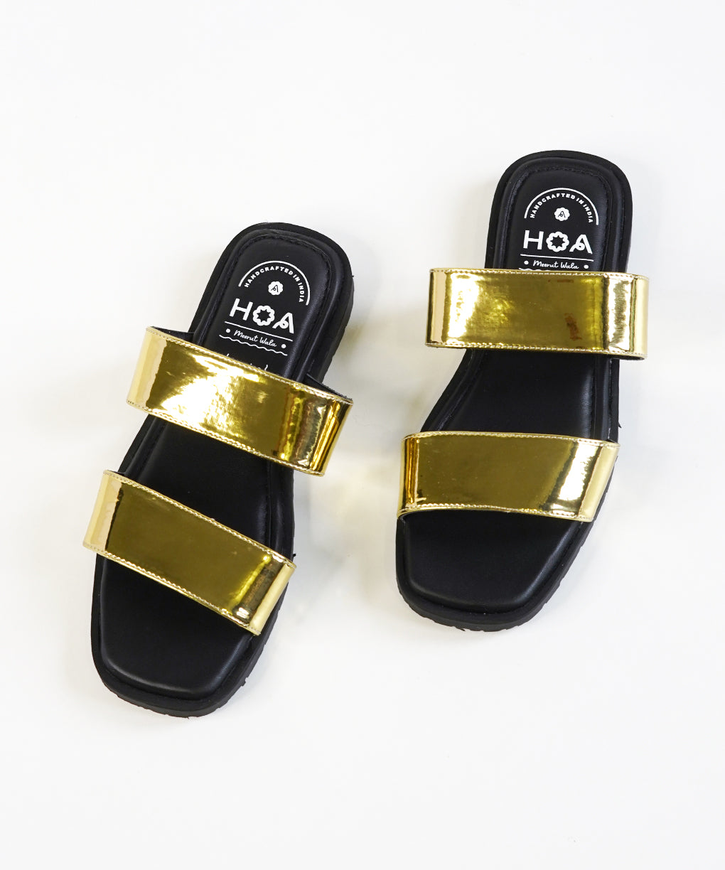 Gold Double Strap Sandals