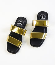 Gold Double Strap Sandals