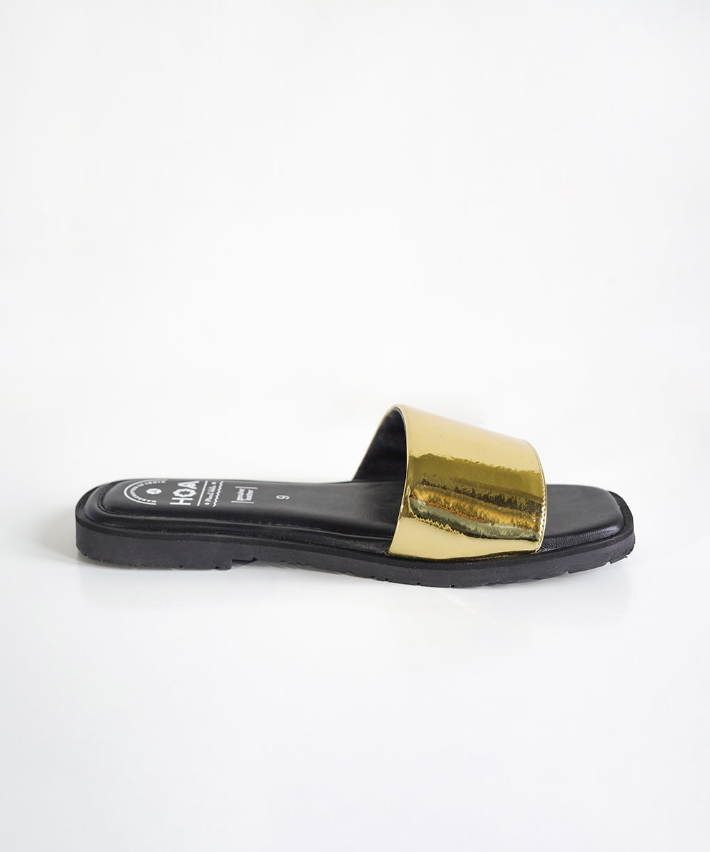 Gold Slip-on Flat Sandals