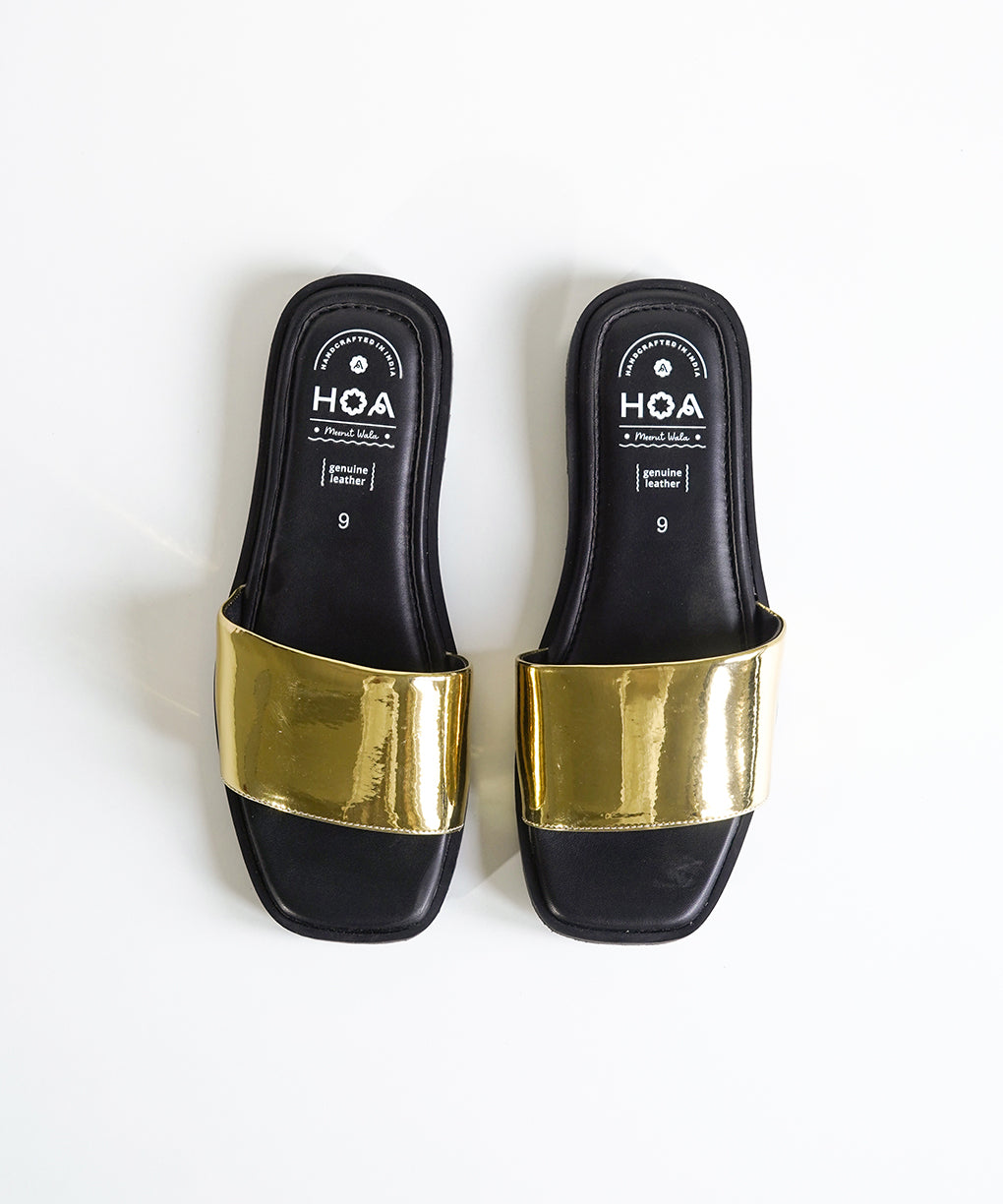 Gold Slip-on Flat Sandals