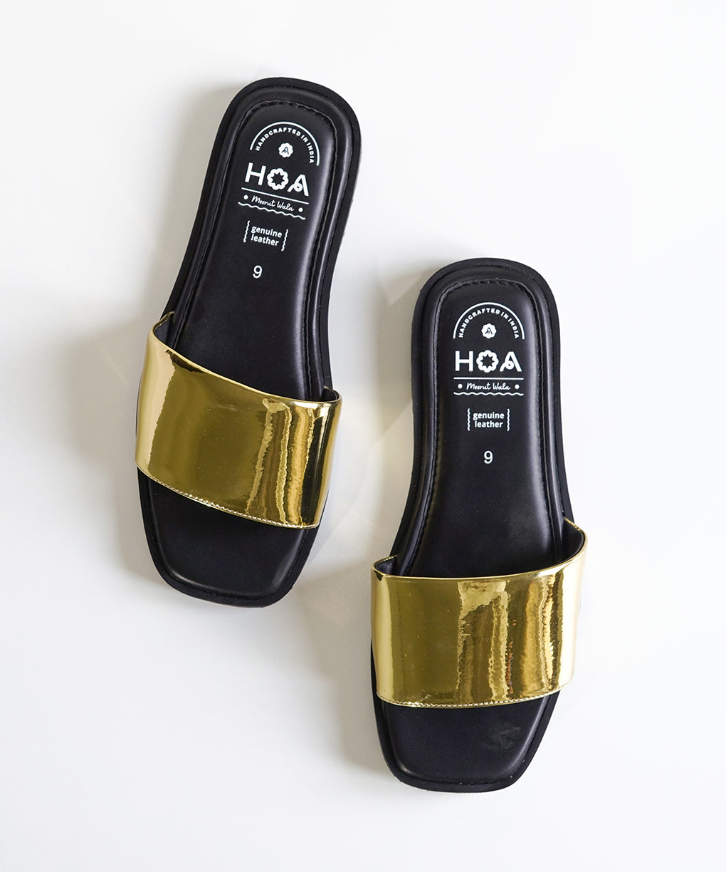 Gold Slip-on Flat Sandals