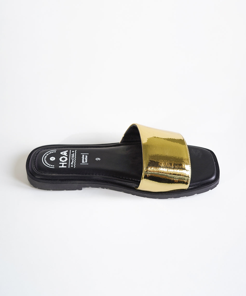 Gold Slip-on Flat Sandals